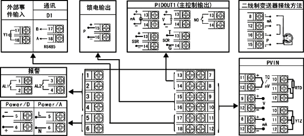 外形规格48×48 工智能调节器/控制器/温控器接线图 外形规格48×48 工智能调节器/控制器/温控器接线图